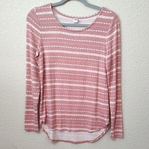 Old Navy Western Southwest Women's Pink Striped Print Cozy Fuzzy Lightweight Top